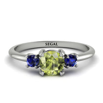 Classic Three Stone Peridot Engagement Ring - Valentina No. 715 image 1