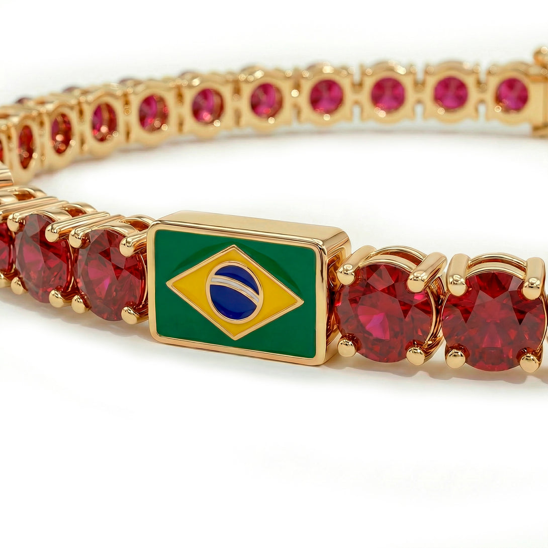 Ruby Tennis Bracelet with Brazil Flag no. 10