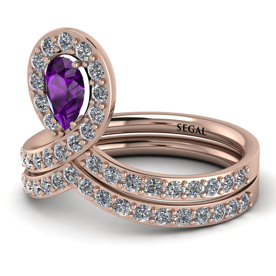 Amethyst Pear Shape Stacking Bridal Set - Emilia No. 302