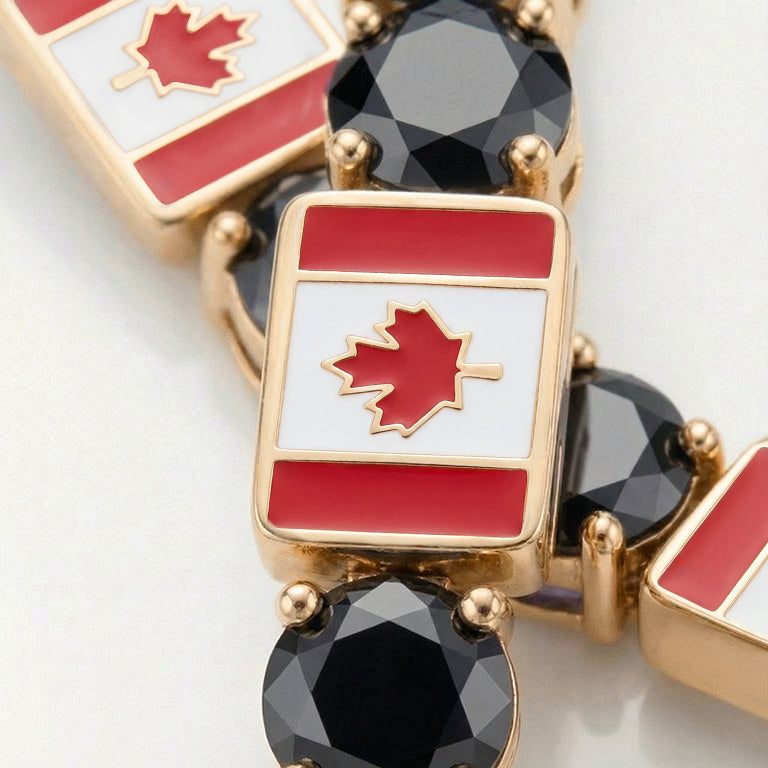 Black Diamond Tennis Bracelet with Canada Flag no. 7