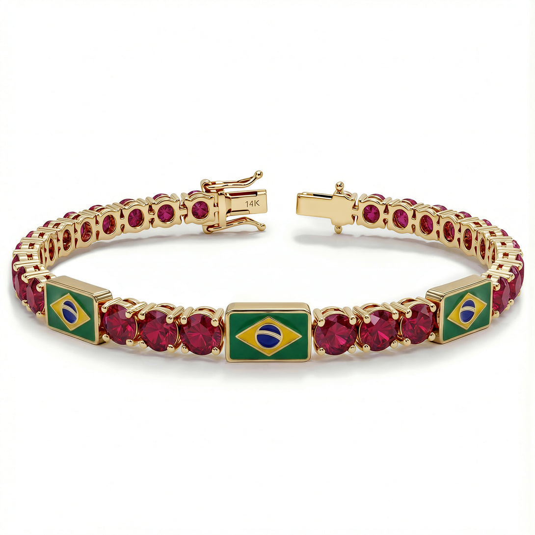 Ruby Tennis Bracelet with Brazil Flag no. 10