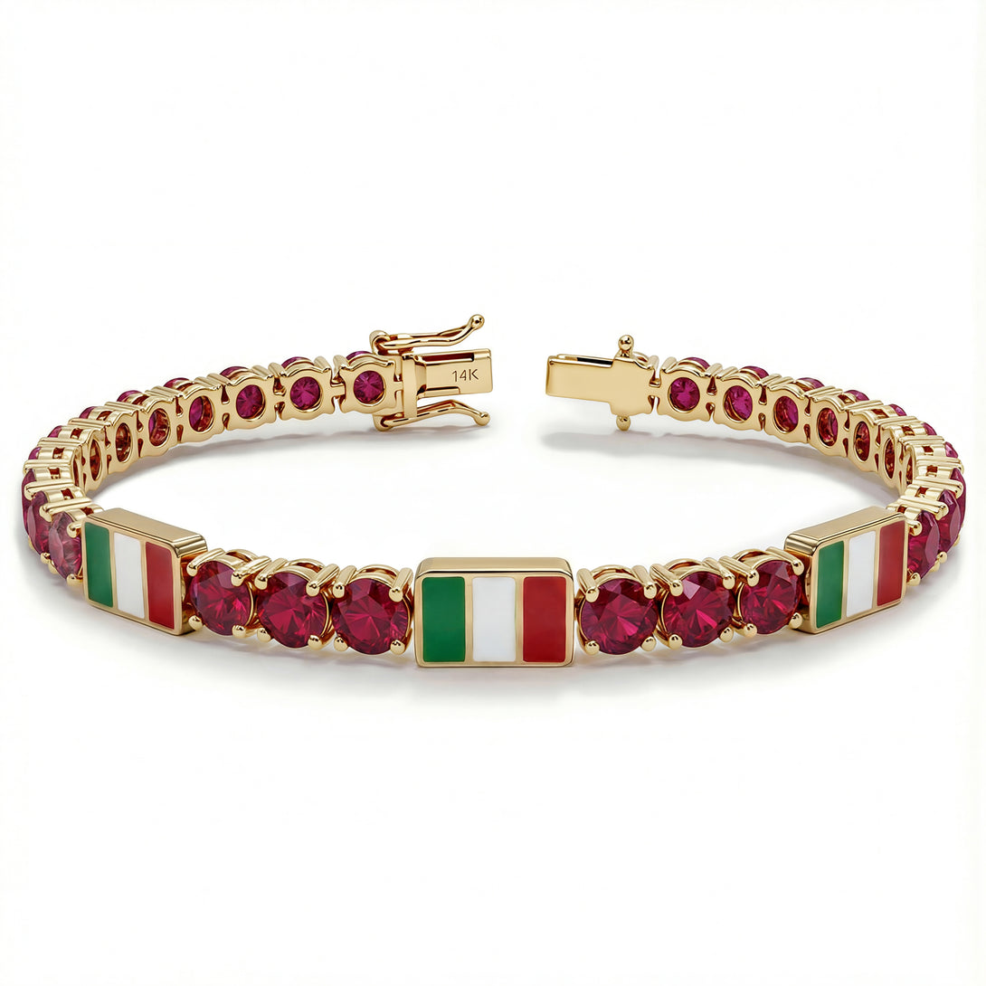 Ruby Tennis Bracelet with Italy Flag no. 10
