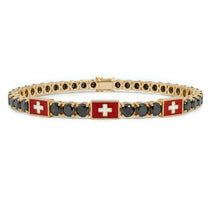 Black Diamond Tennis Bracelet with Switzerland Flag no. 7 image 1