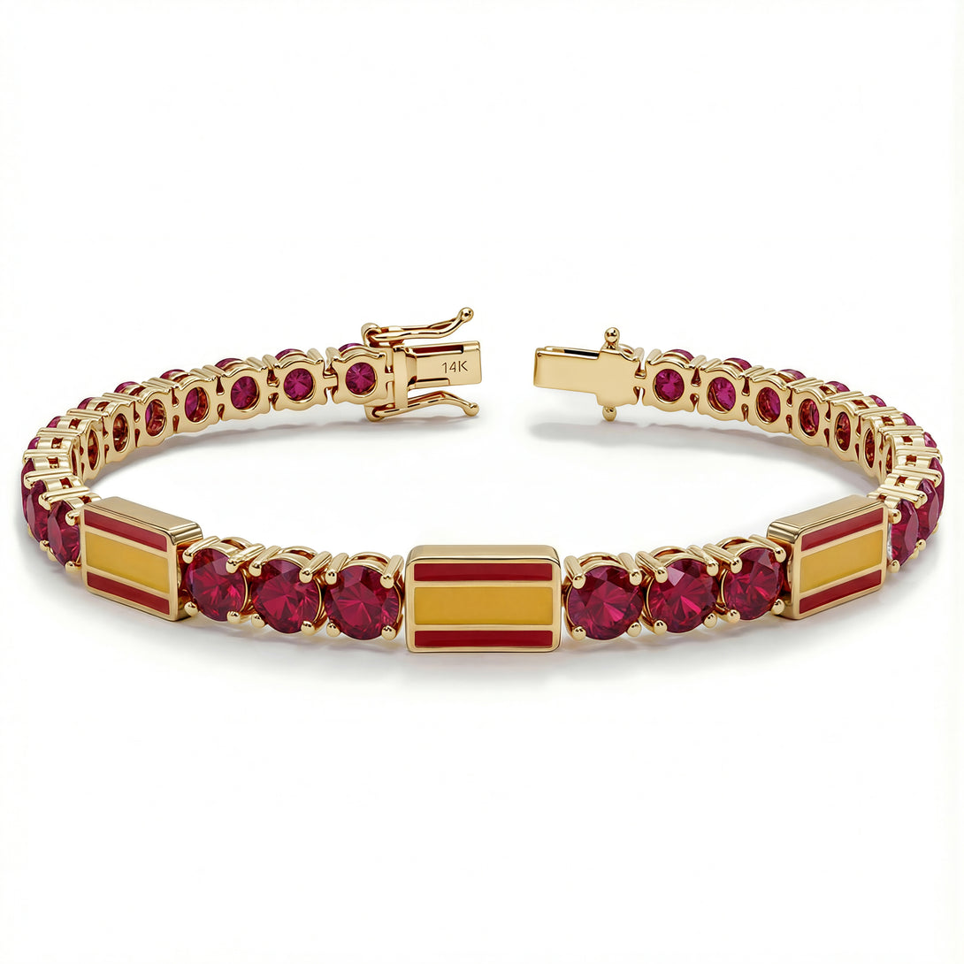 Ruby Tennis Bracelet with Spain Flag no. 10