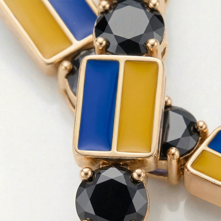 Black Diamond Tennis Bracelet with Ukraine Flag no. 7