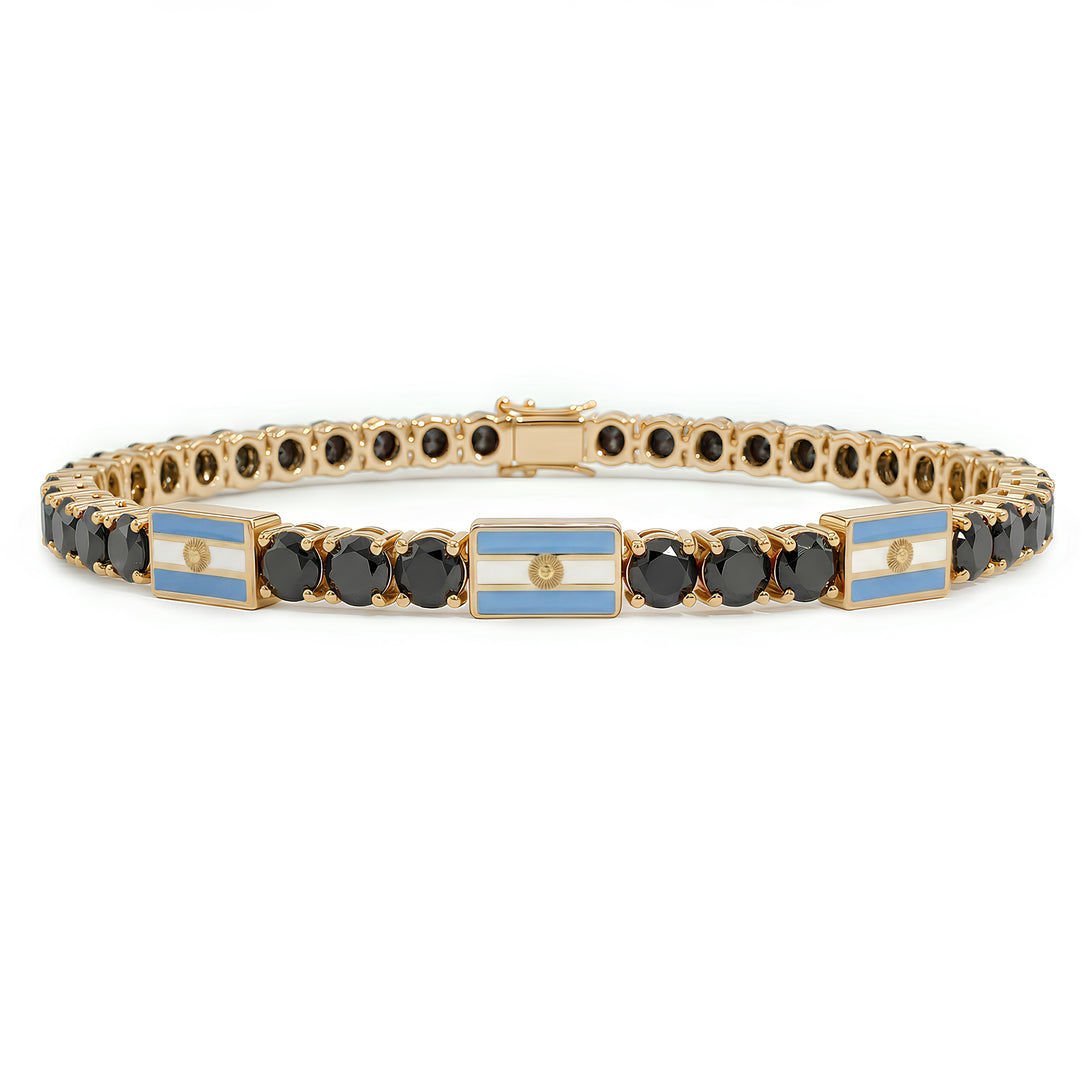 Black Diamond Tennis Bracelet with Argentina Flag no. 7