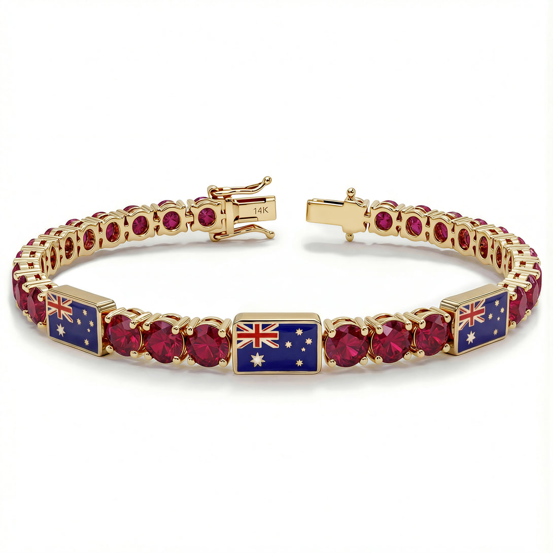 Ruby Tennis Bracelet with Australia Flag no. 10