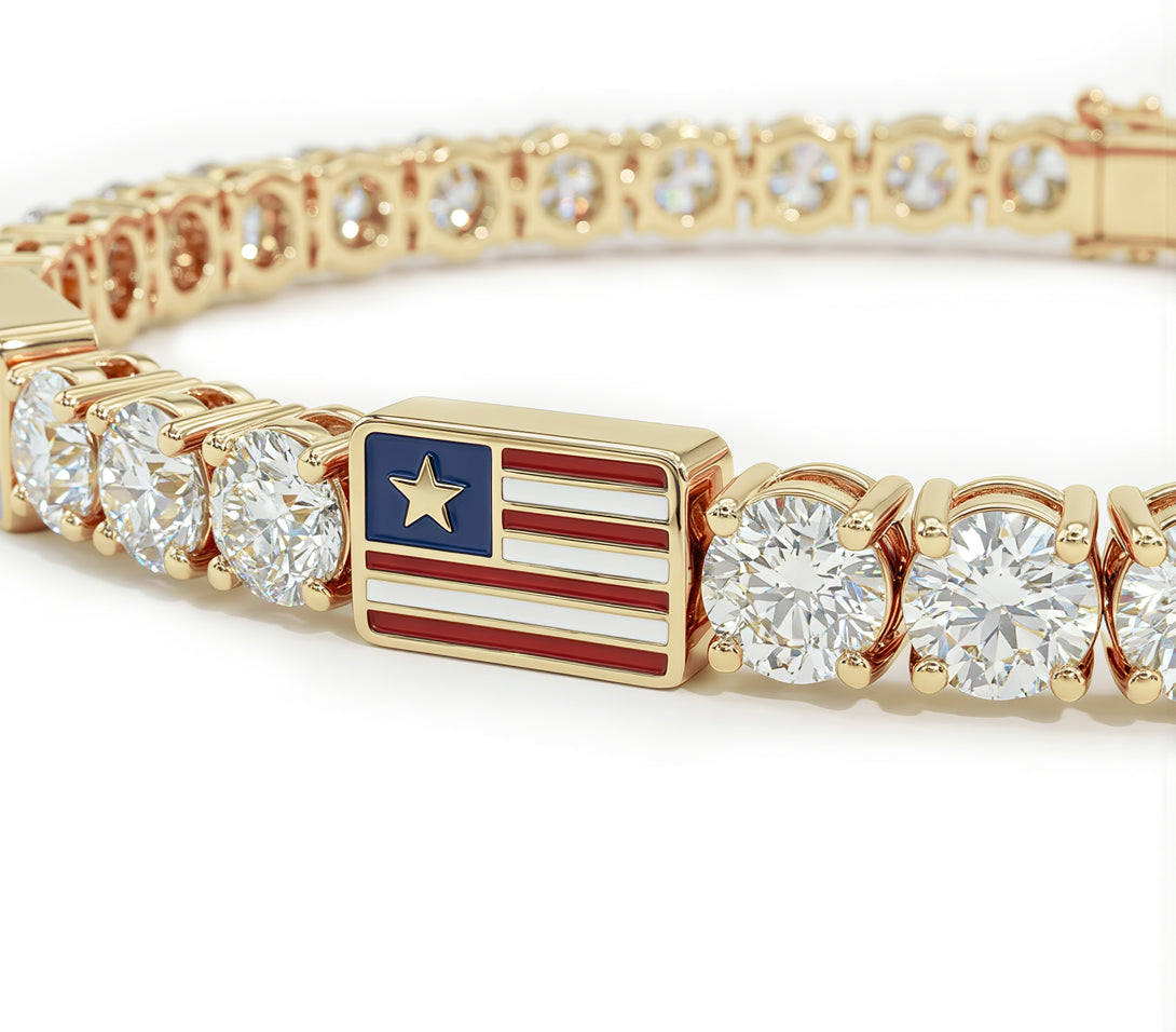 Diamond Tennis Bracelet with United States Flag no. 1