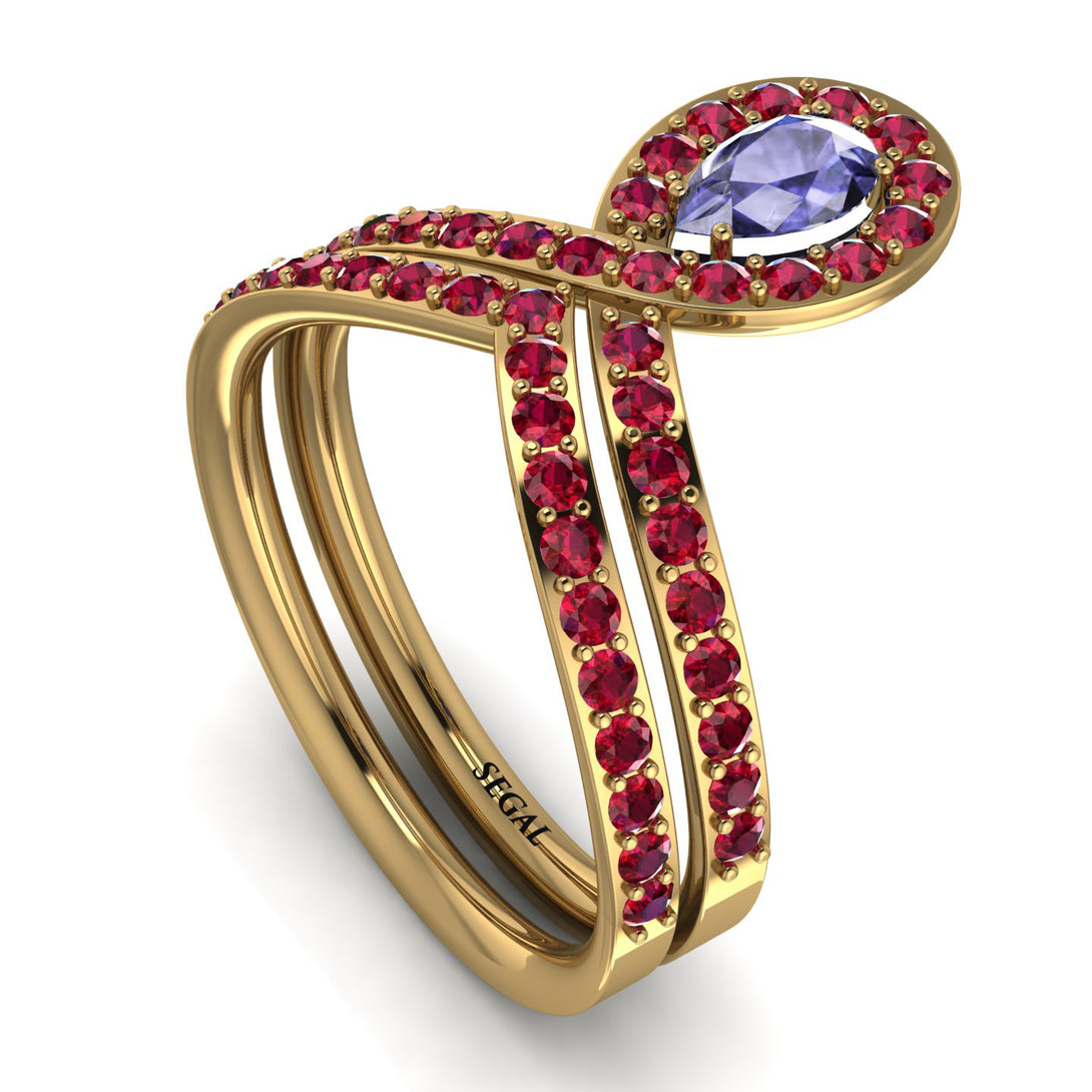 Tanzanite Pear Shape Stacking Bridal Set - Emilia No. 210