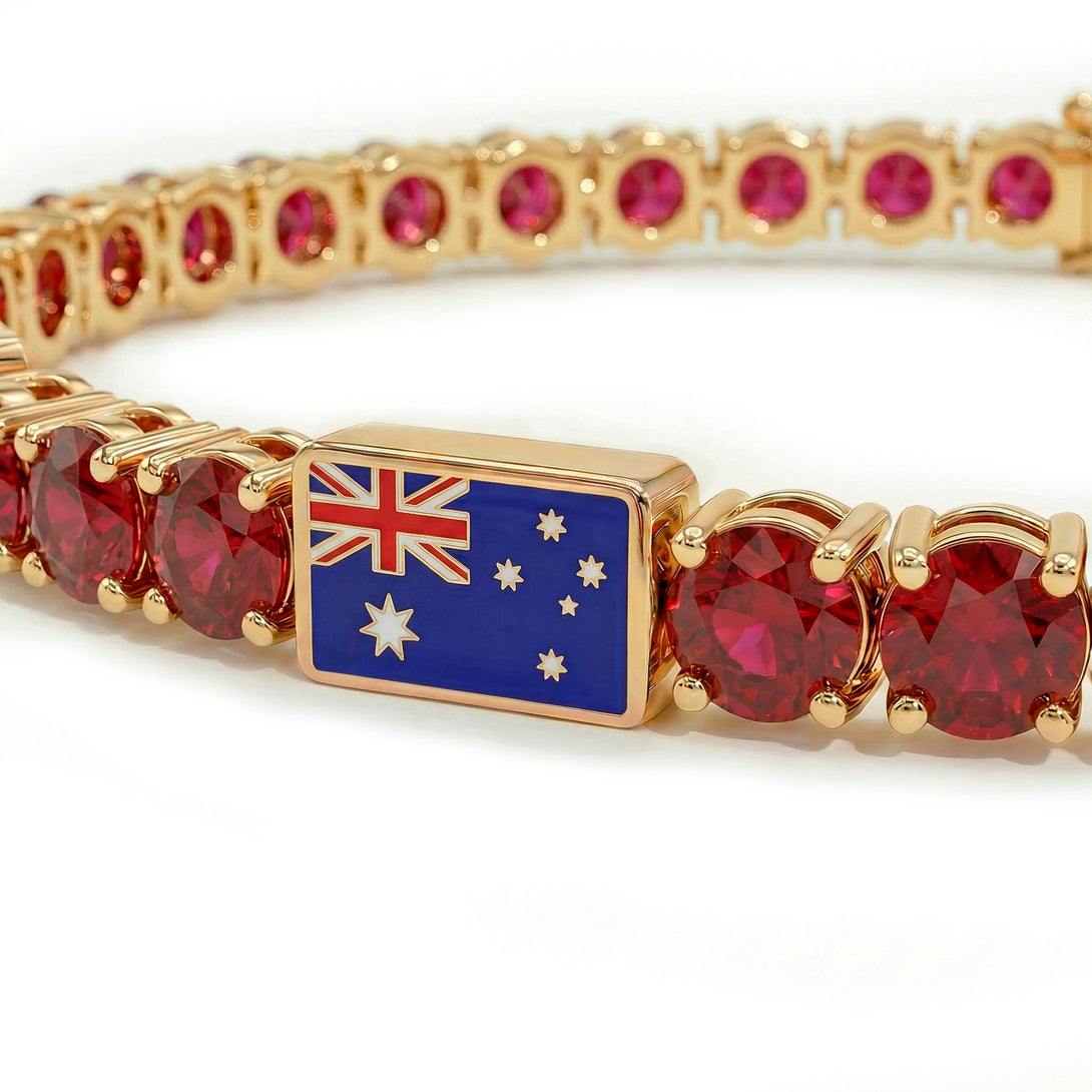 Ruby Tennis Bracelet with Australia Flag no. 10