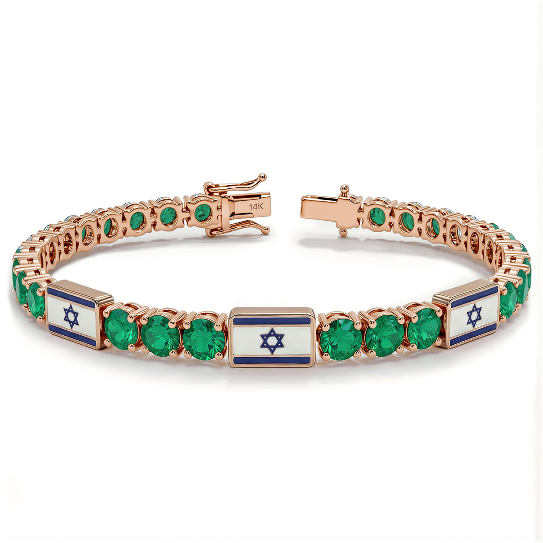 Emerald Tennis Bracelet with Israeli Flag no. 5