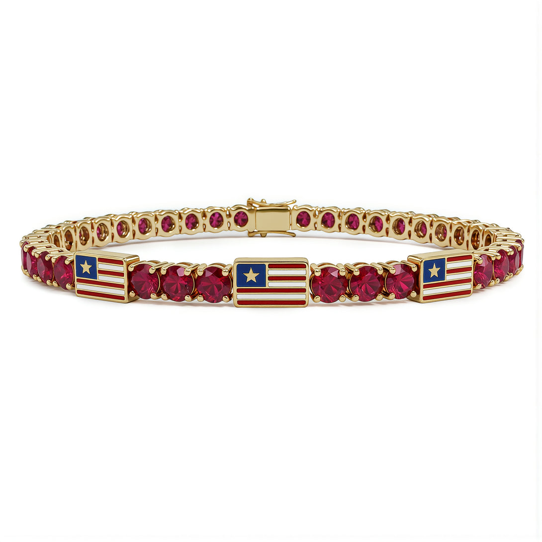 Ruby Tennis Bracelet with United States Flag no. 10