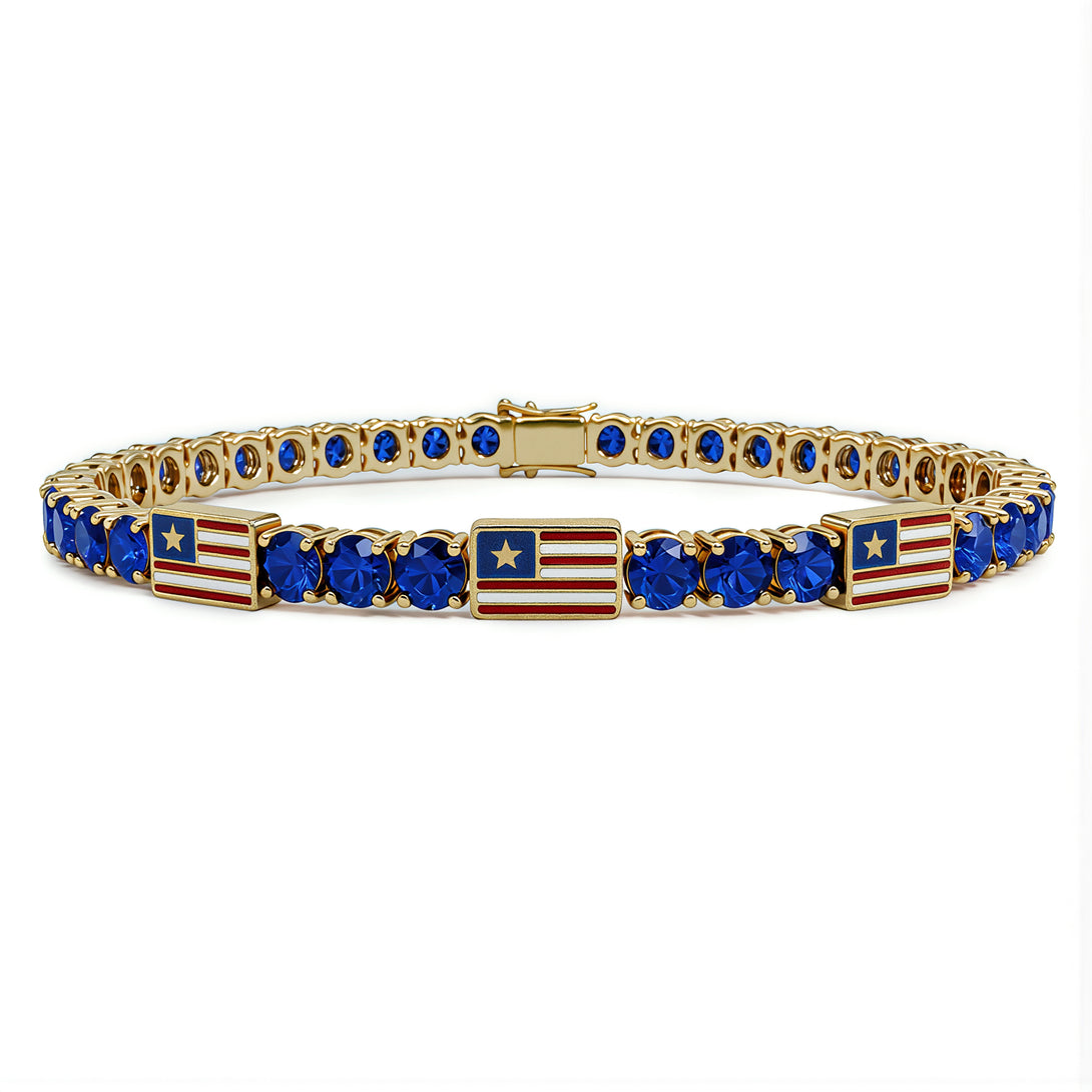 Sapphire Tennis Bracelet with United States Flag no. 13