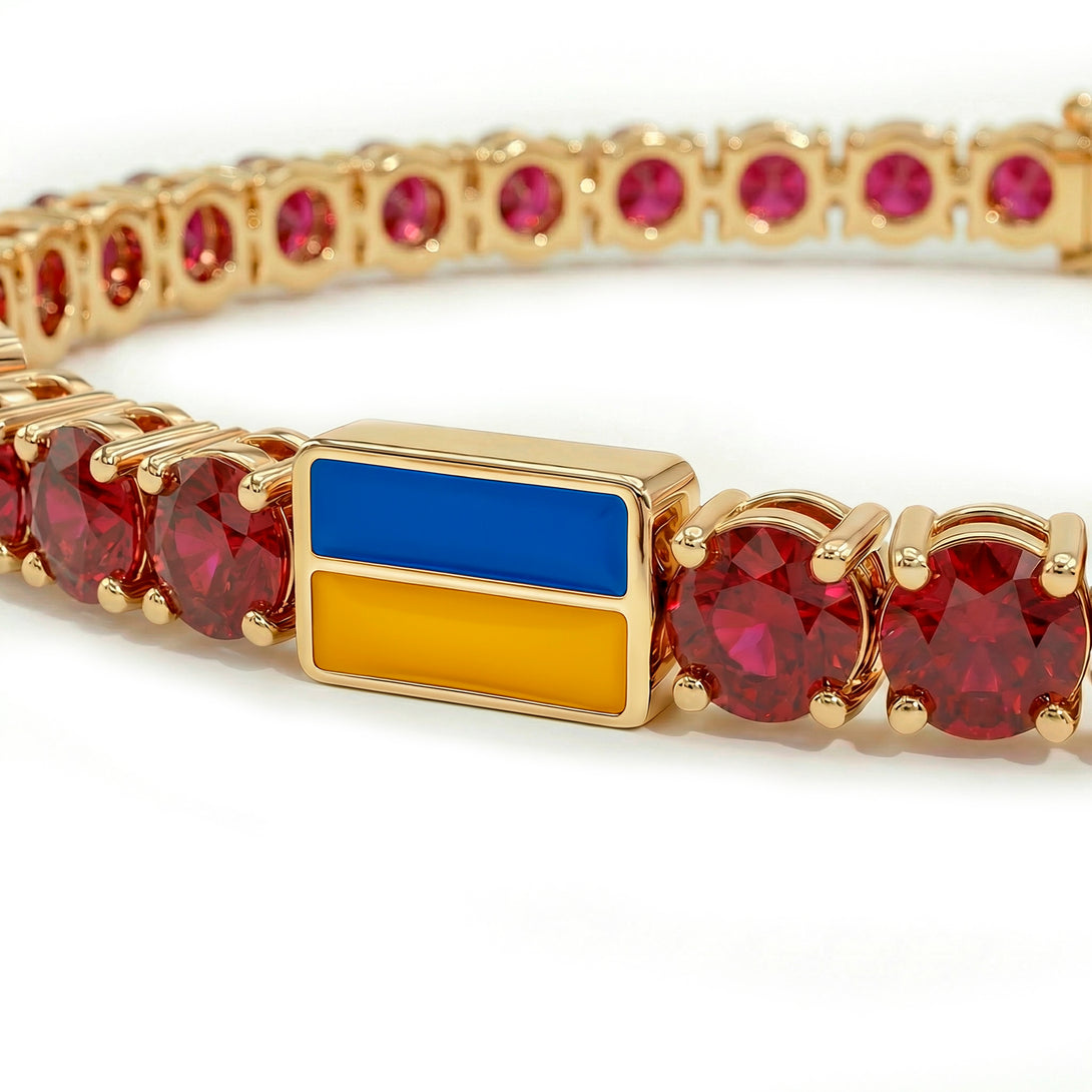 Ruby Tennis Bracelet with Ukraine Flag no. 10