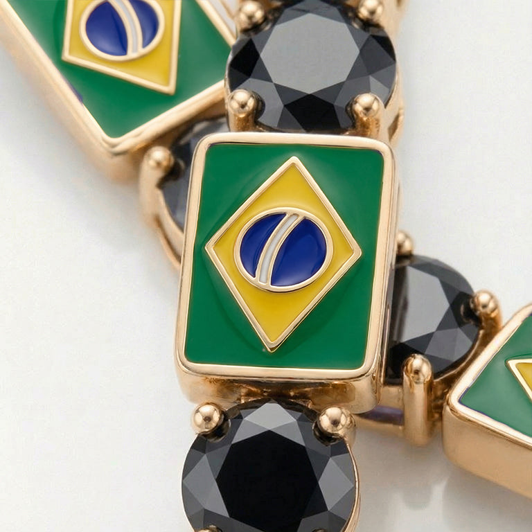 Black Diamond Tennis Bracelet with Brazil Flag no. 7