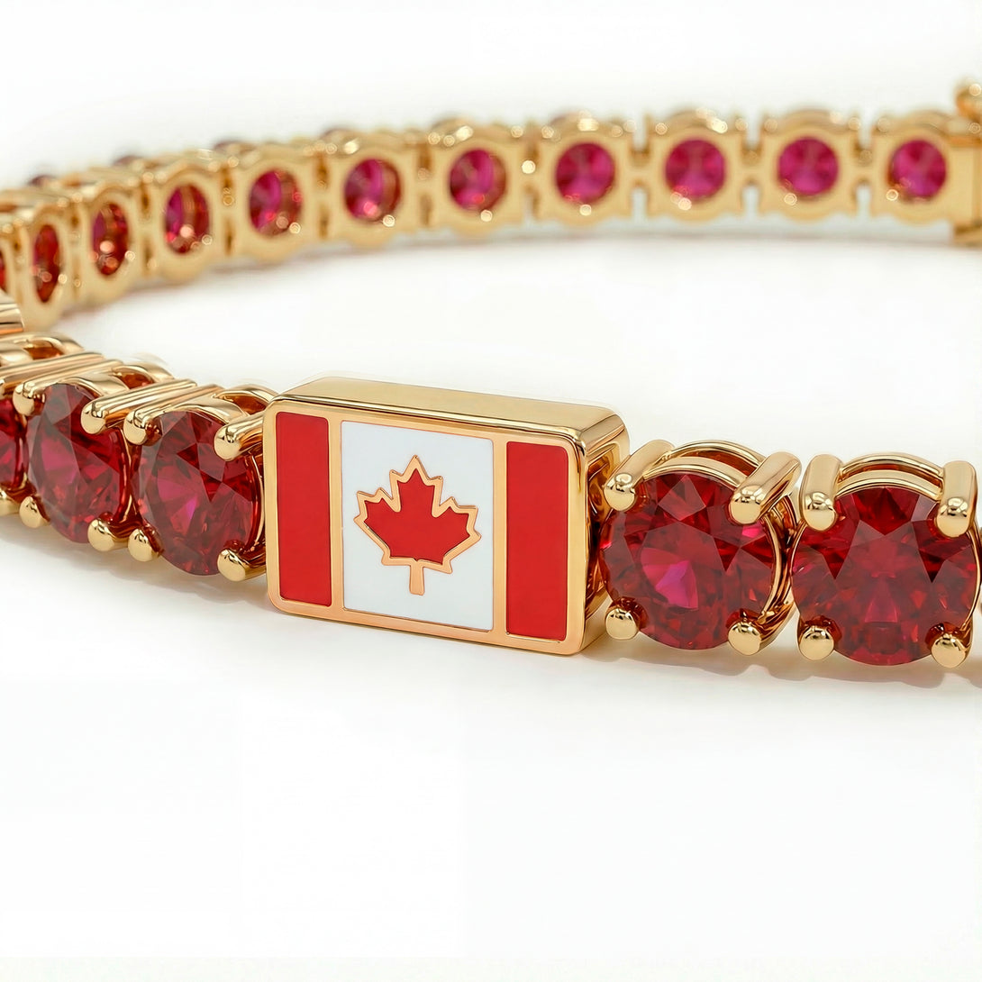 Ruby Tennis Bracelet with Canada Flag no. 10
