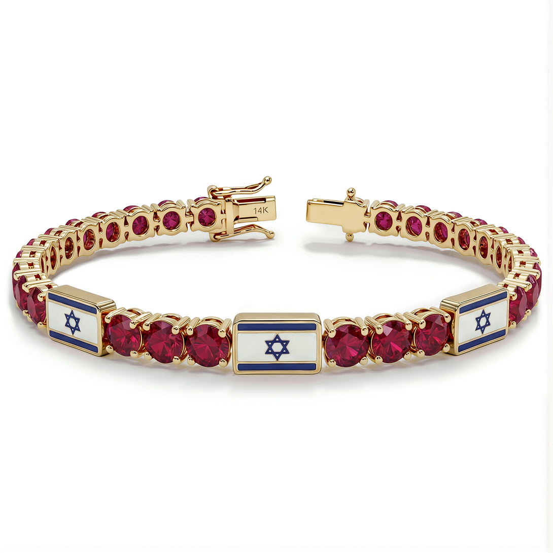 Ruby Tennis Bracelet with Israeli Flag no. 10