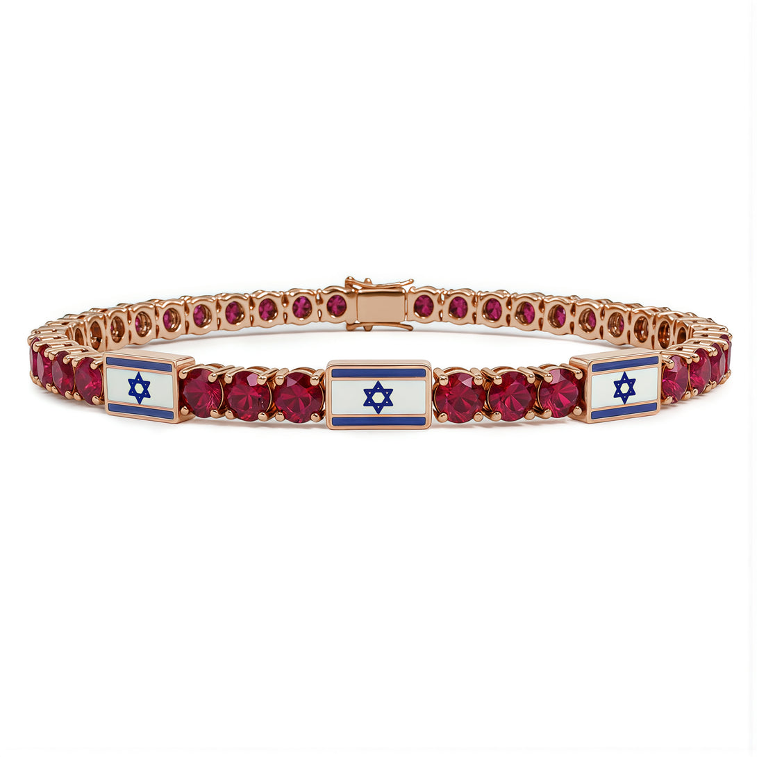 Ruby Tennis Bracelet with Israeli Flag no. 11