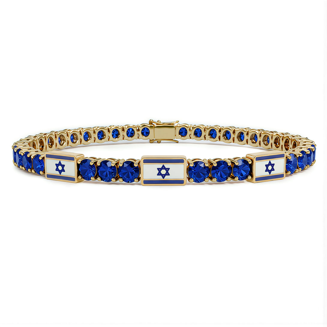 Sapphire Tennis Bracelet with Israeli Flag no. 13