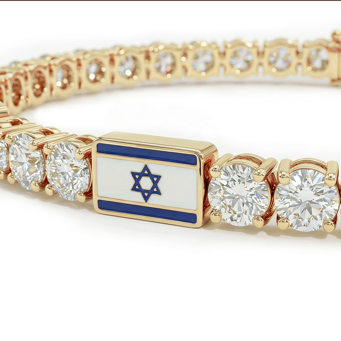 Diamond Tennis Bracelet with Israeli Flag no. 1