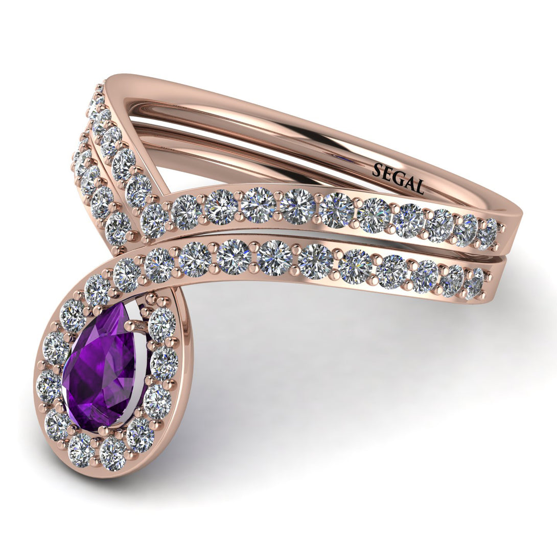 Amethyst Pear Shape Stacking Bridal Set - Emilia No. 302