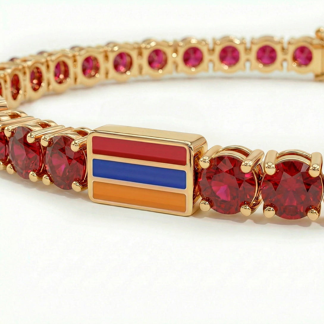 Ruby Tennis Bracelet with Armenia Flag no. 10