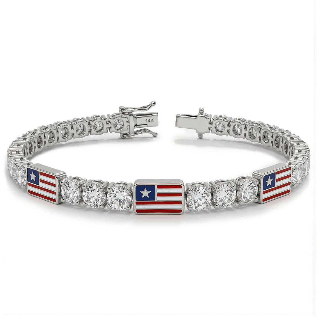 Diamond Tennis Bracelet with United States Flag no. 3