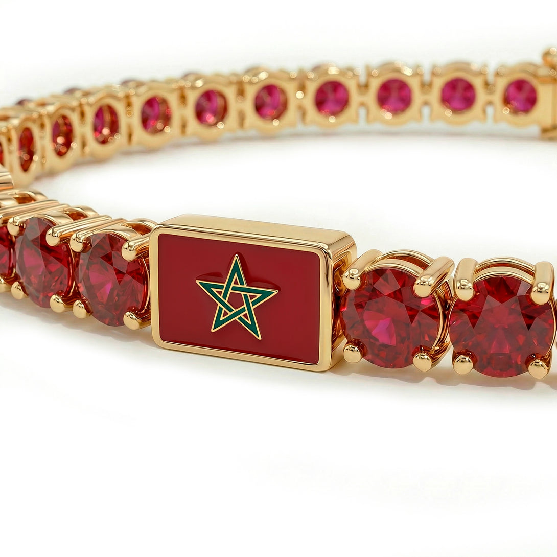 Ruby Tennis Bracelet with Morocco Flag no. 10