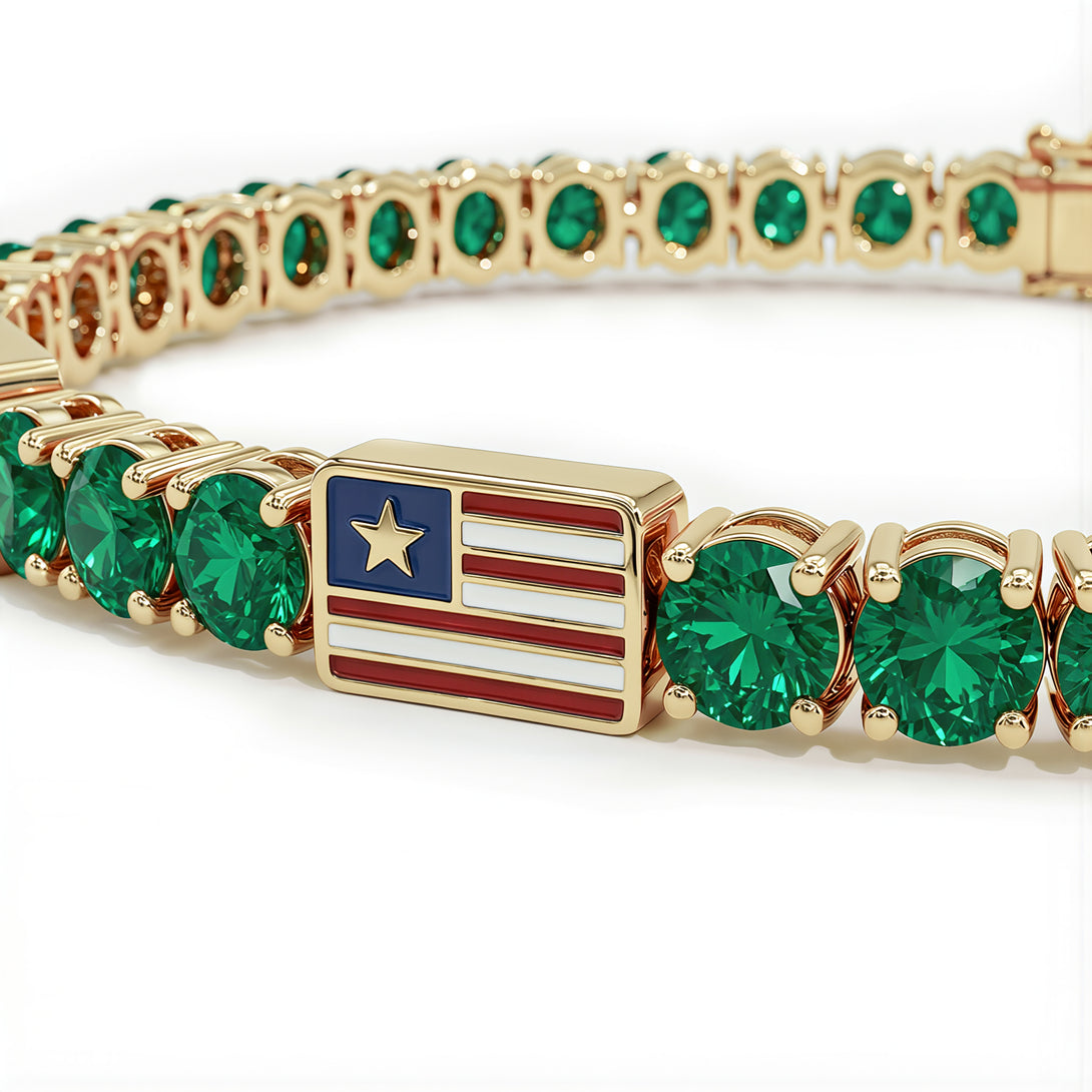 Emerald Tennis Bracelet with United States Flag no. 4