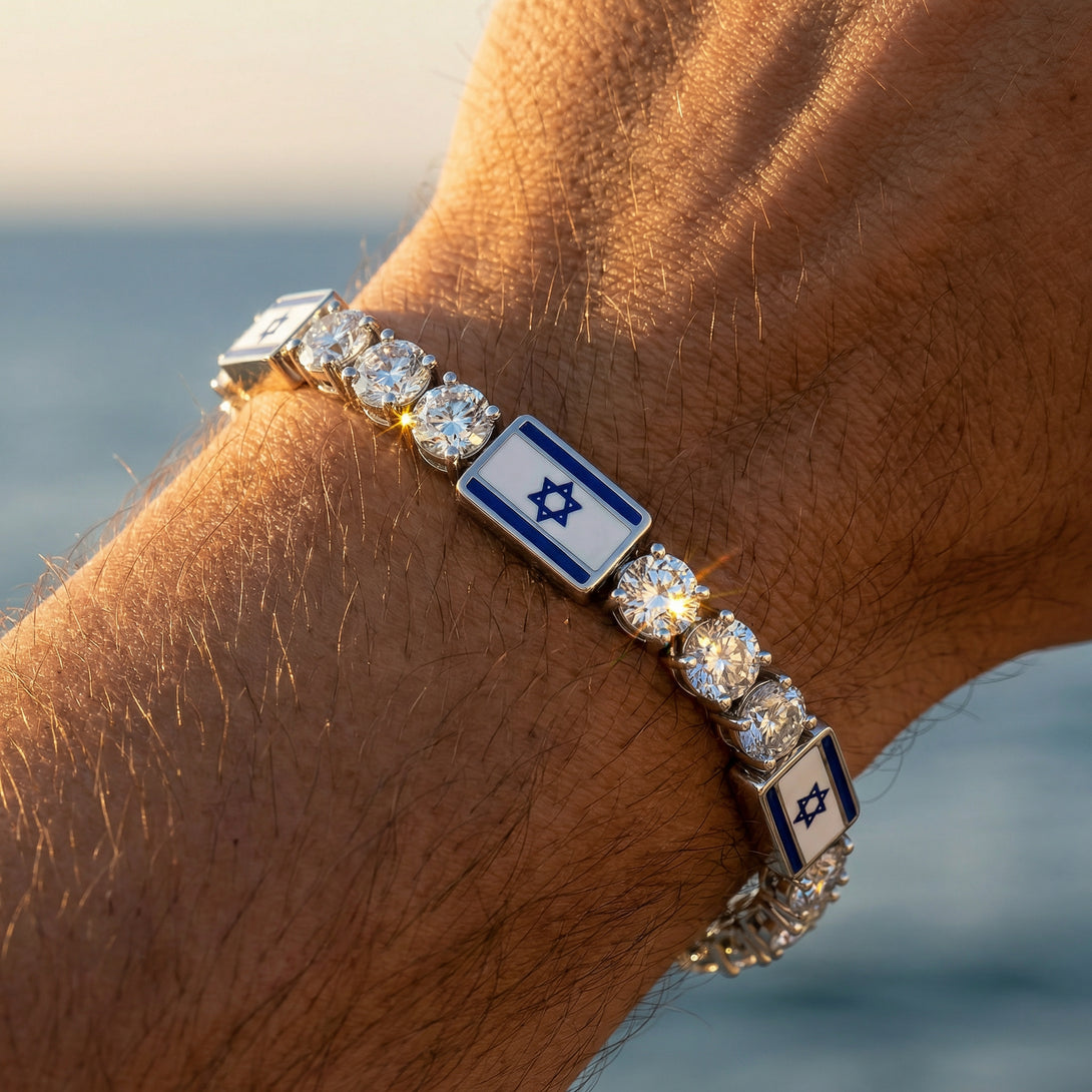 Diamond Tennis Bracelet with Israeli Flag no. 3
