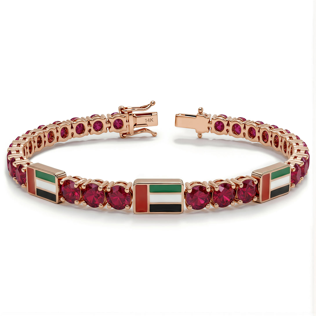 Ruby Tennis Bracelet with United Arab Emirates Flag no. 11