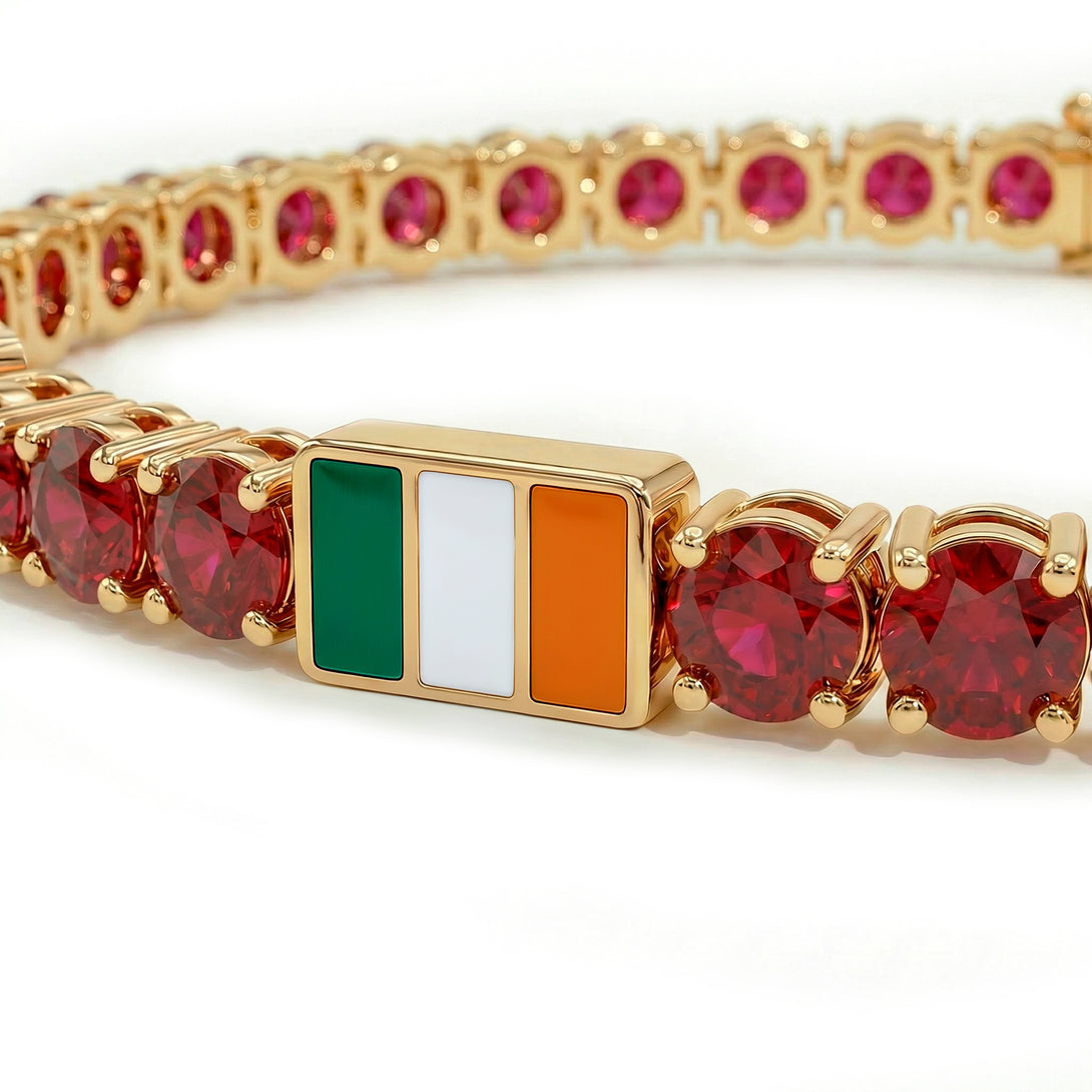 Ruby Tennis Bracelet with Ireland Flag no. 10