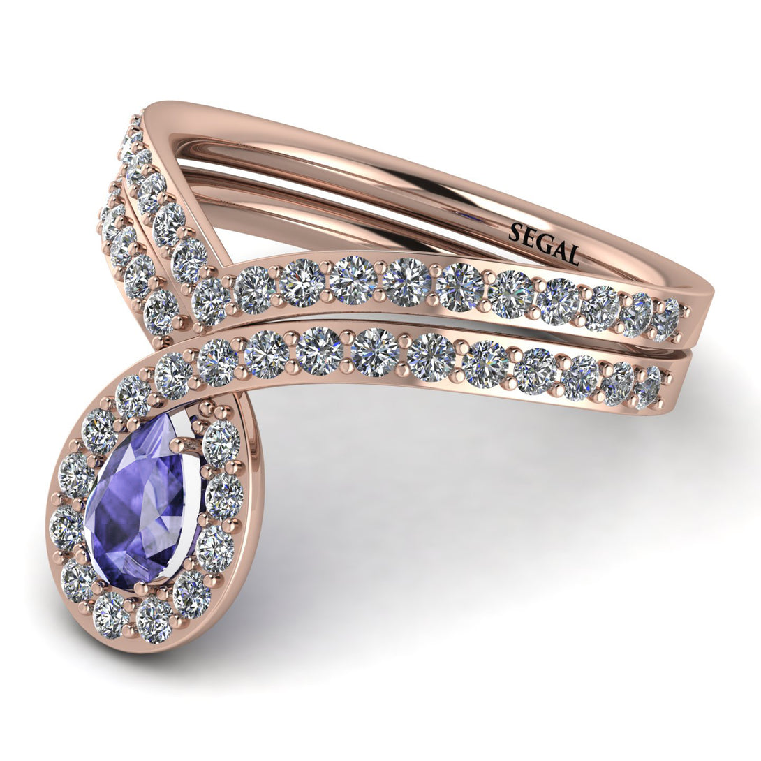 Tanzanite Pear Shape Stacking Bridal Set - Emilia No. 202