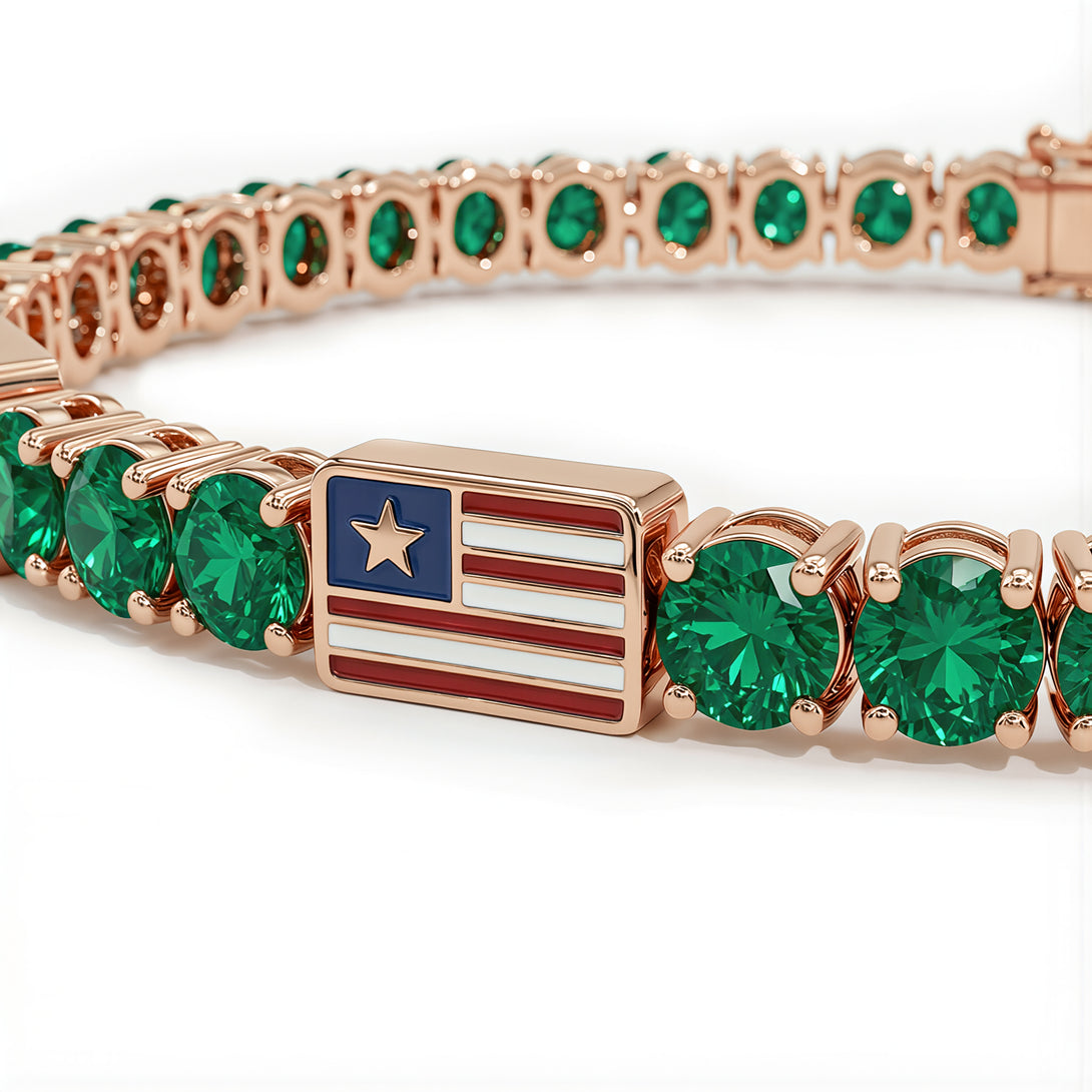 Emerald Tennis Bracelet with United States Flag no. 5
