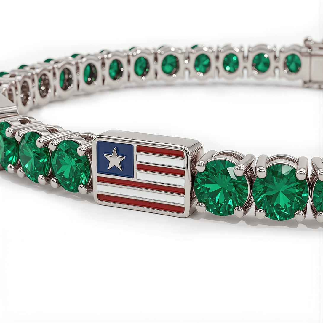 Emerald Tennis Bracelet with United States Flag no. 6