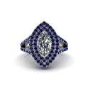 Marquise Diamond Double Halo Engagement Ring - Avah No. 63
