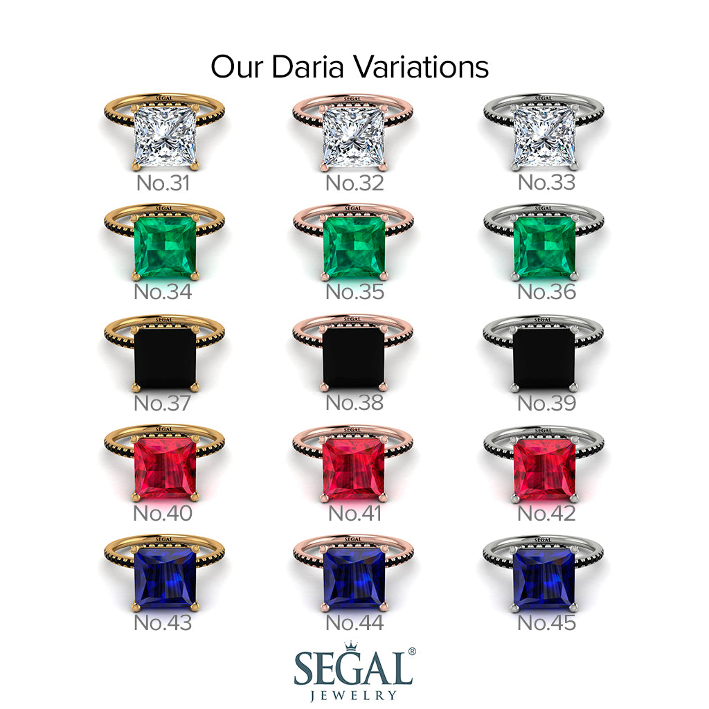 Trendy Hidden Halo Peridot Princess Cut Engagement Ring - Daria No. 707