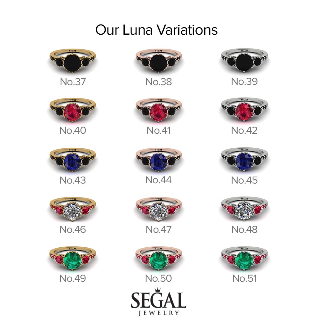 Vintage 3 Stones Sapphire Ring With Micro Pave - Luna No. 66