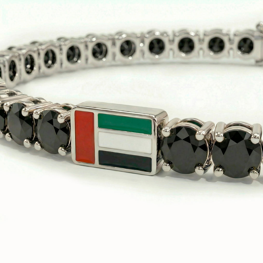 Black Diamond Tennis Bracelet with United Arab Emirates Flag no. 9