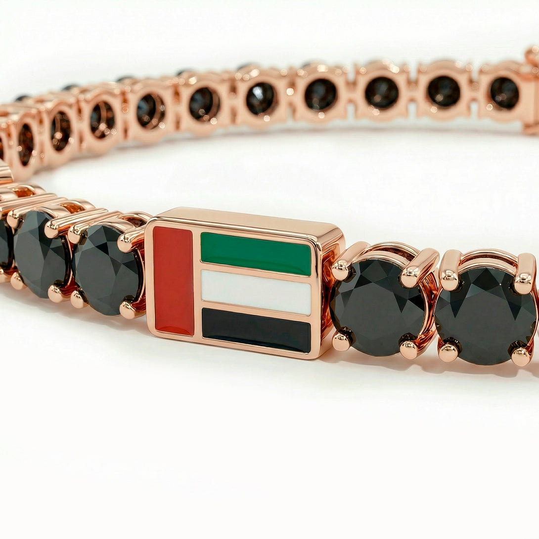 Black Diamond Tennis Bracelet with United Arab Emirates Flag no. 8
