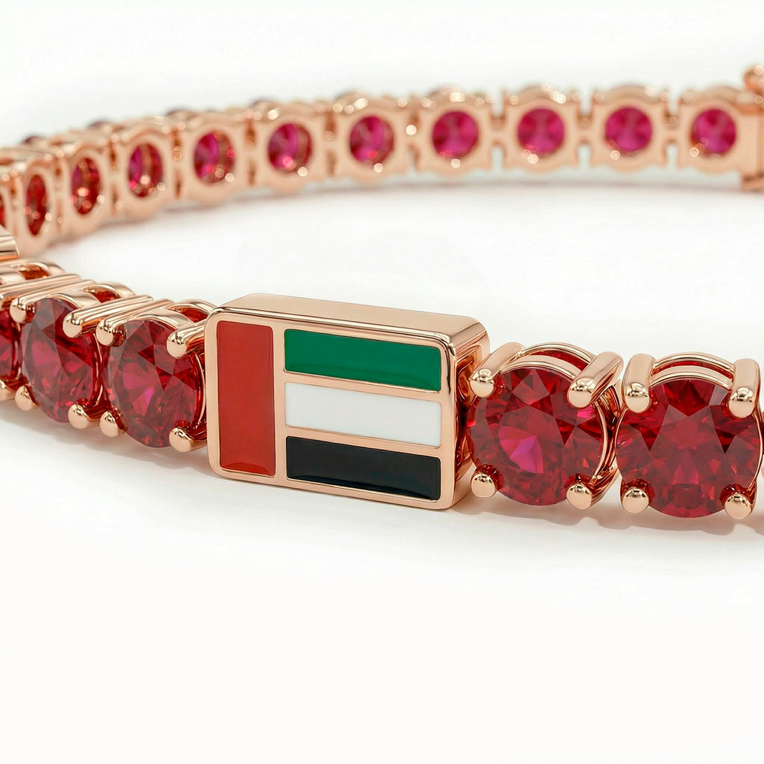 Ruby Tennis Bracelet with United Arab Emirates Flag no. 11