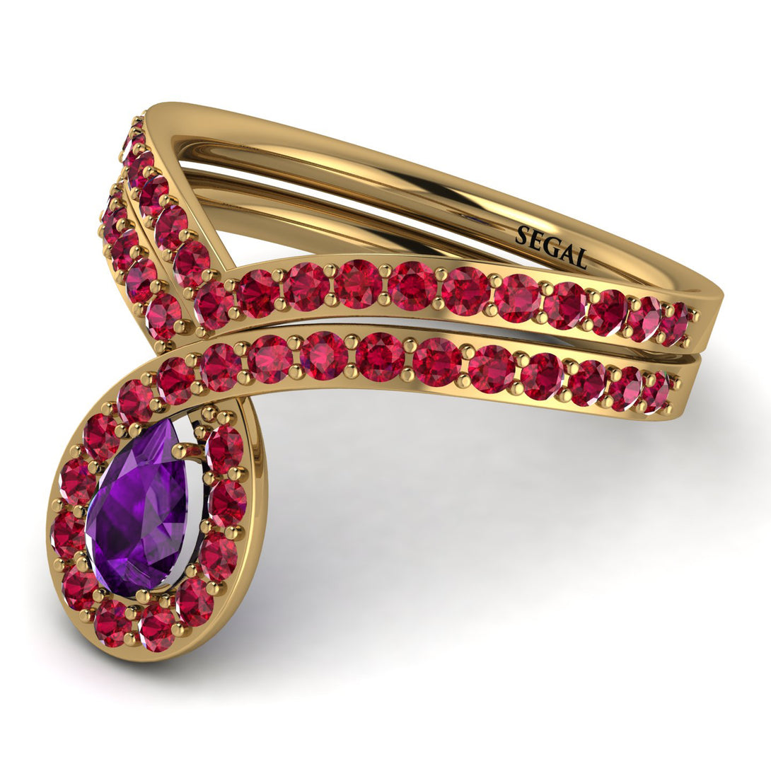Amethyst Pear Shape Stacking Bridal Set - Emilia No. 310