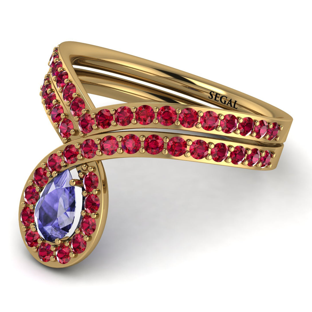 Tanzanite Pear Shape Stacking Bridal Set - Emilia No. 210