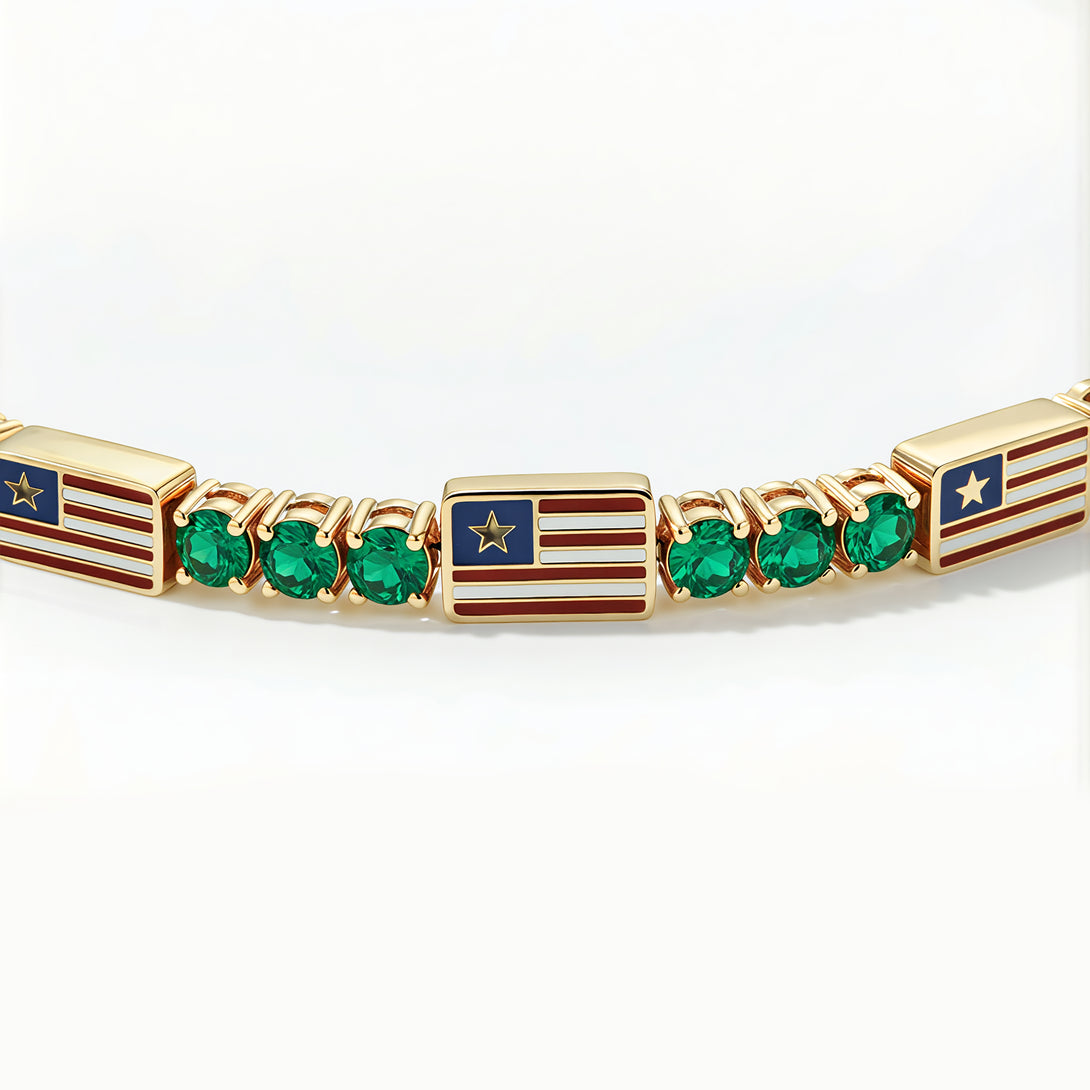 Emerald Tennis Bracelet with United States Flag no. 4
