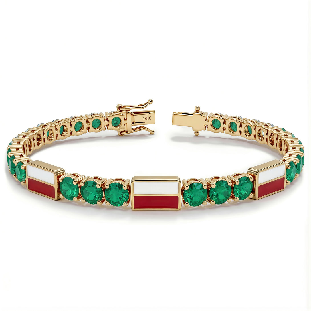Emerald Tennis Bracelet with Poland Flag no. 4