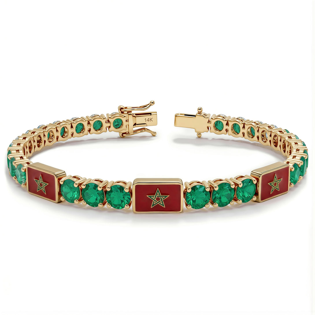 Emerald Tennis Bracelet with Morocco Flag no. 4