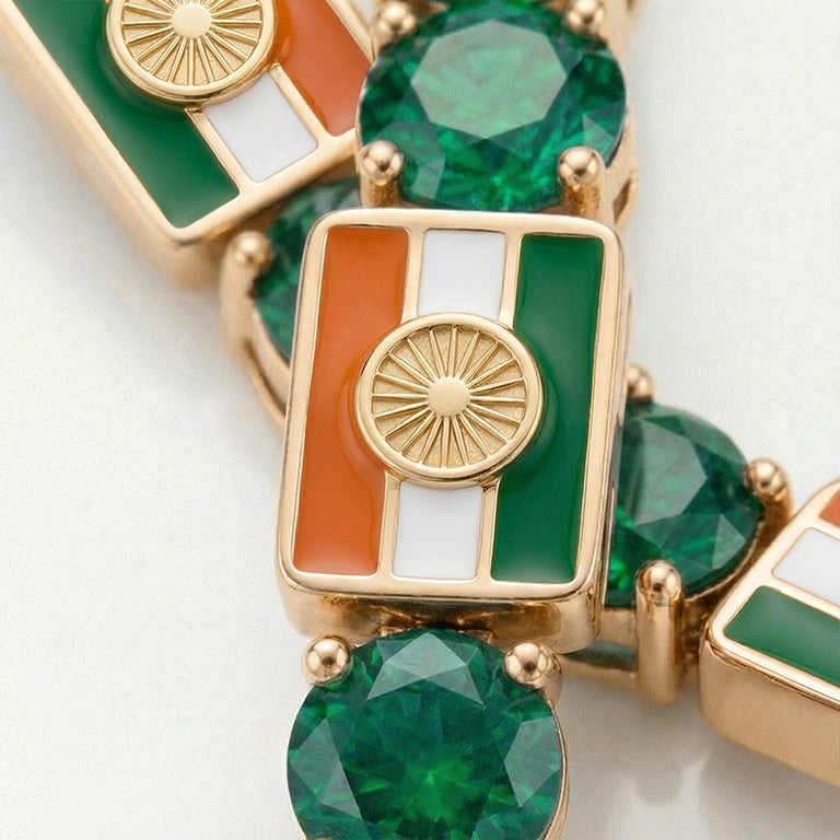 Emerald Tennis Bracelet with India Flag no. 4