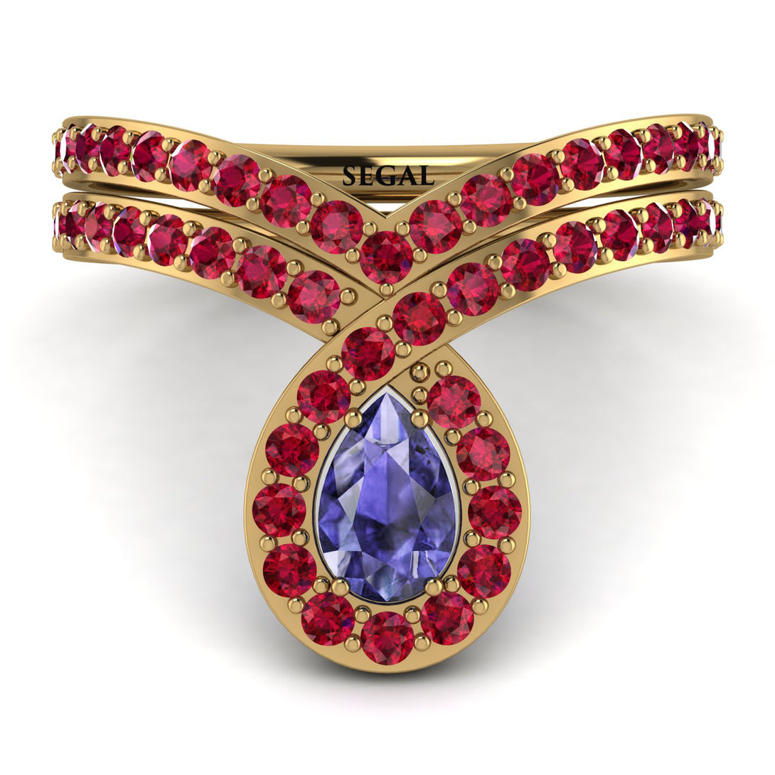 Tanzanite Pear Shape Stacking Bridal Set - Emilia No. 210