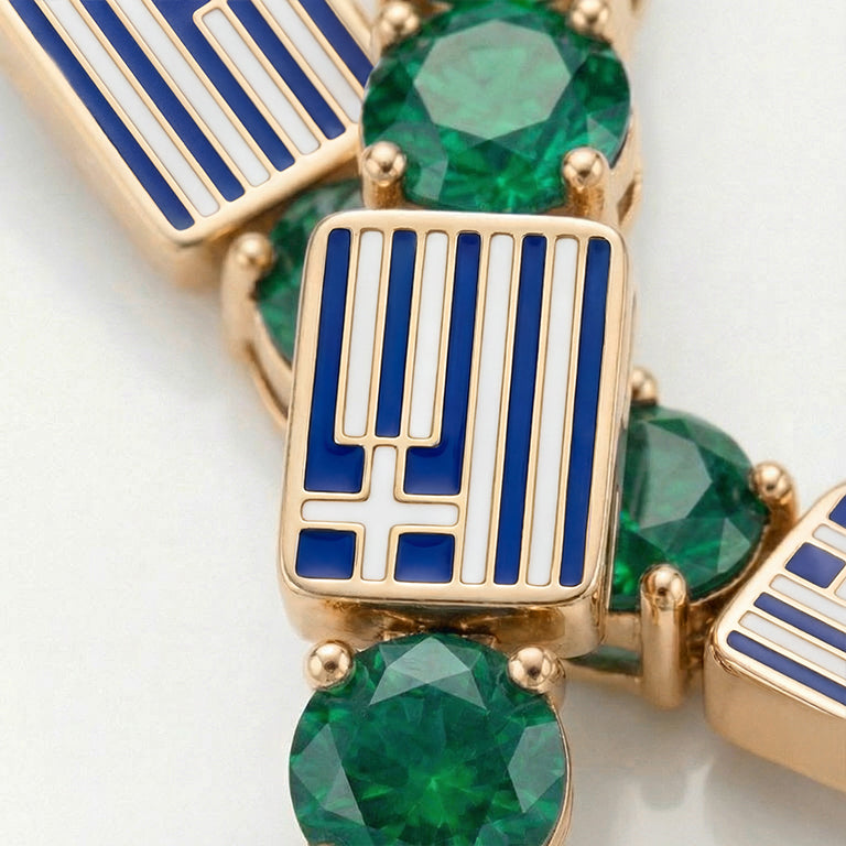 Emerald Tennis Bracelet with Greece Flag no. 4
