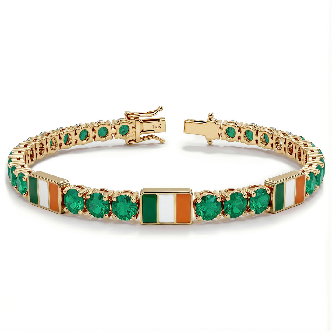 Emerald Tennis Bracelet with Ireland Flag no. 4